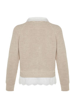 Tas Crop Gomlek Garnili Detayl? V Yaka Triko H?rka TWOAW24HI00221