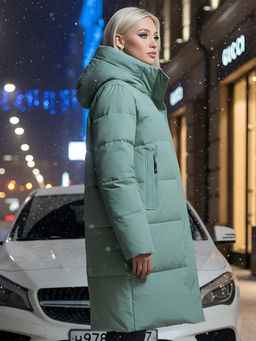 Куртка зимняя MTFORCE 9629Z женская удлиненная зеленая утеплитель 260 г/м²  фото 19