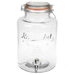 Лимонадник стеклянный с бугельным замком "Семья" 5л, д19см h29,5см, д/горловины 11,2см, с краником, крышка с силиконовый уплотнитель (д/основания 16см) (Китай)