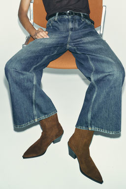 SPLIT SUEDE COWBOY ANKLE BOOTS