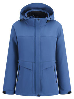 Ветровка женская софтшелл виндстоппер с капюшоном спортивная синего цвета 9616_1S