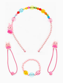 Набор детских украшений Выбражулька «Зайчики», 9 предметов: ободок, 2 резинки, 2 заколки, клипсы, кулон, браслет, кольцо, МИКС