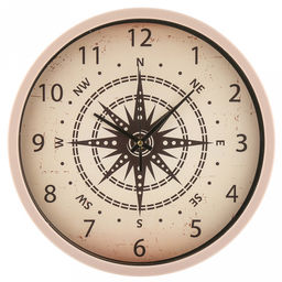 Часы настенные Роза ветров д30,2см, h4,2см, циферблат Компас кремовый; цифры арабские, черный; корпус пластик, пудровый; в коробке (Китай)