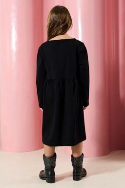 Pembe K?z Cocuk Midi Kurdele Desenli Pamuklu Orme Elbise TKDAW25EL00008 - Trendyolmilla фото 12