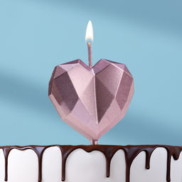 Цена за 5 шт. Свеча для торта Сердце, розовое золото