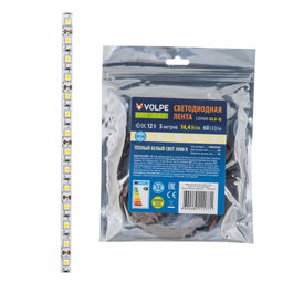 ULS-Q221 5050-60LED/m-10mm-IP20-DC12V-14,4W/m-5M-3000K Гибкая светодиодная лента на самоклеящейся основе. Катушка 5 м. в герметичной упаковке. Теплый белый свет(3000K). ТМ Volpe.