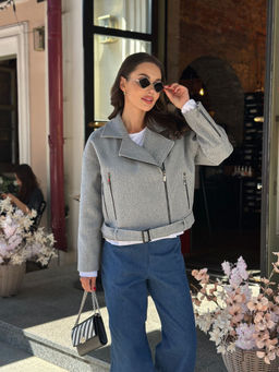 Куртка AURA 7048-170 серый меланж