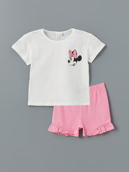 Minnie Mouse Bask?l? K?z Bebek Ti??rt ve ?ort 2li