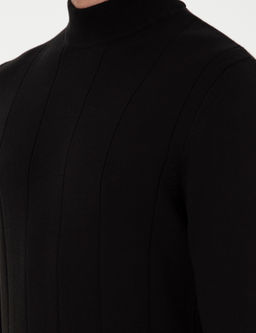 Siyah Slim Fit Yar_m Bal_k__ Yaka Triko Kazak - Pierre cardin фото 7