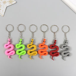 Цена за 2 шт. Брелок резина "Змейка с сердечками в глазах" 5х4 см