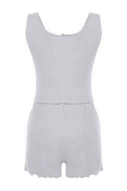 Trendyolmilla Ind?go Dugme Detayl? Fitilli Sortlu Orme Pijama Tak?m? THMSS23PT00179 фото 9