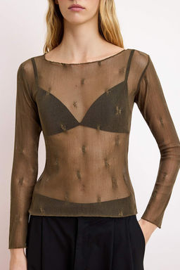 Haki Fitted/Vucuda Oturan Kal?p Uzun Kollu %100 Pamuk Dokulu Orme Bluz TWOSS26BZ00520 - Trendyolmilla фото 3