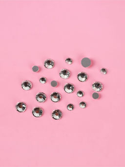 Стразы холодной фиксации, разноразмерные, 400 шт., стеклянные, цвет серебряный