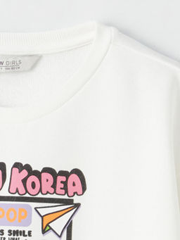 Bisiklet Yaka Bask?l? Uzun Kollu K?z ?ocuk Sweatshirt - Waikiki фото 2