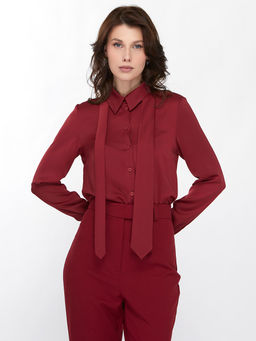 Блузка с галстуком OD-881-6 бордовый - Tantino фото 5