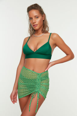 Yesil Geometrik Desenli Mini Orme Buzgulu Mesh Plaj Pareo TBESS22PR0001 - Trendyolmilla фото 4