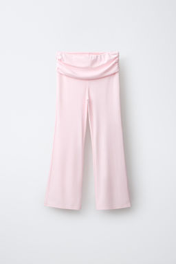 PANTAL?N FLARE CON VUELTA Y FRUNCE / Rosa pastel