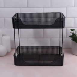 Органайзер для хранения, с ручками, 2 секции, 31×20×29 см, цвет чёрный, серебристый