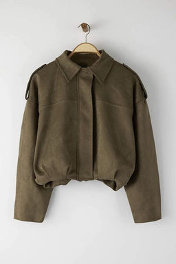 Haki Oversize Kal?p Suet Bomber Ince Ceket Mont TWOAW26MO00125