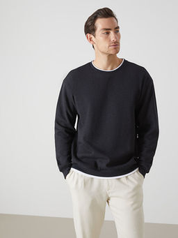 Bisiklet Yaka Uzun Kollu Erkek Sweatshirt