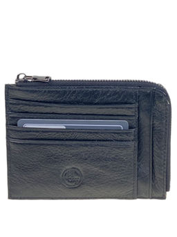 Картхолдер из натуральной кожи для пластиковых карт, цвет черный