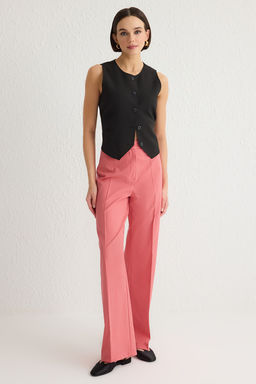 Gul Kurusu Wide Leg/Genis Paca Yuksek Bel Dokuma Pantolon TWOSS23PL00314