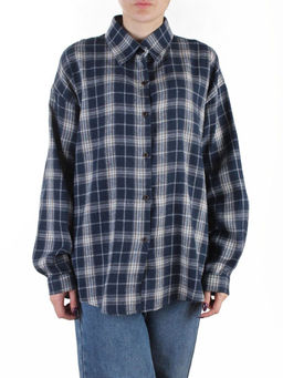 C01 BLUE/BEIGE Рубашка женская оверсайз (95% хлопок, 5% спандекс)
