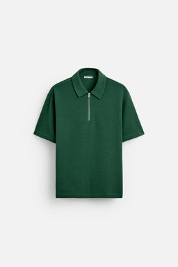 TEXTURED WEAVE POLO SHIRT WITH ZIP - Zara фото 16