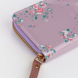 Кошелёк женский на молнии с ремешком, лакированный, синий