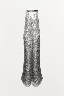 VESTIDO CORTO HALTER BRILLOS / Plata - Zara фото 6
