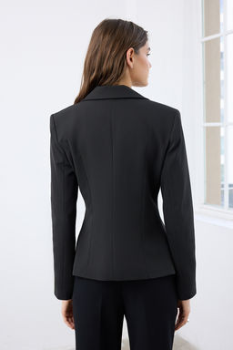 Siyah Aksesuar Kapamal? Fitted/Vucuda Oturan Dokuma Blazer Ceket TWOAW26BC00012 - Trendyolmilla фото 4