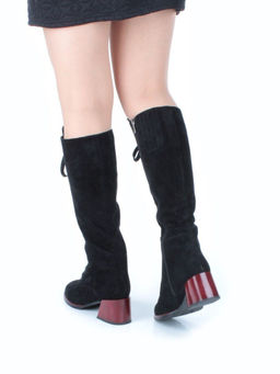 02-KF20025 BLACK Сапоги зимние женские (натуральная замша, байка и натуральный мех) - Фабричный китай фото 15