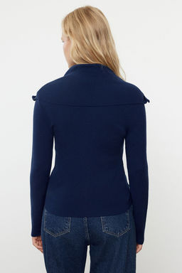 Lacivert Fermuarl? Premium Iplik/Ozel Iplik Fitted/Vucudu Saran Triko H?rka TWOAW25HI00036