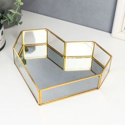 Подставка универсальная для мелочей с зеркалом Сердце, стекло, подсвечник, 5.5?20.5?25.5 см