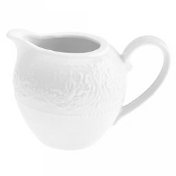 Русь Сливочник (молочник) фарфоровый 180мл, д7,5см h7,7см, белый, рельефный декор (Китай)
