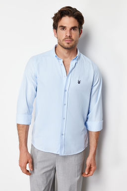 TRENDYOL MAN Lacivert Slim Fit Nak?sl? Kolay Utulenebilir Smart Gomlek TMNSS24GO00062 - Trendyolmilla фото 5