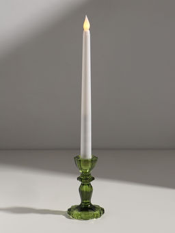 Стеклянный подсвечник на 1 свечу «Бутон на ножке», зелёный, d=2 см, 7×7×11 см