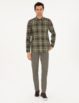 Светло-зеленая рубашка обычного кроя в шотландскую клетку - Cacharel фото 4