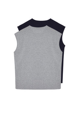 TRENDYOL MAN Basic Lacivert-Gri 2li Paket Oversize/Genis Kesim Pamuklu Kolsuz T-Shirt/Atlet TMNSS22AL0070 - Trendyolmilla фото 3