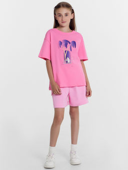 Футболка для девочек розовая с печатью - Mark formelle фото 2