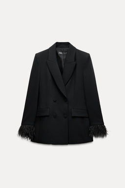 DOUBLE-BREASTED BLAZER WITH FEATHERS - Zara фото 6