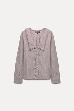 GINGHAM CHECK SHIRT WITH PETER PAN COLLAR - Zara фото 2