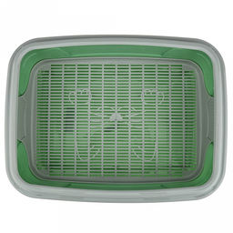 Лоток-туалет для кошек 44,7х33,4х14,7см, полипропилен, с сеткой, с ботиком, оливковый/серый (Россия) - Домашняя мода фото 2