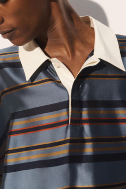 CAMISA POLO BOXY FIT CUPRO - SEDA / Marino - Zara фото 5