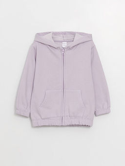 Kap??onlu Uzun Kollu Basic K?z Bebek Fermuarl? Sweatshirt
