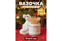 Вазочка для зубочисток 7,5*4,5*7 см Лошадь белая с золотом, фарфор