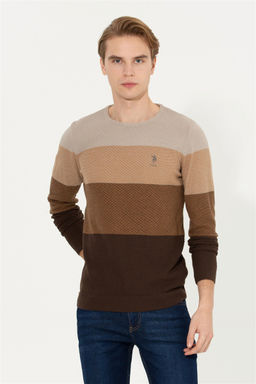 Мужской вязаный свитер кокосового цвета с круглым вырезом Неожиданная скидка в корзине - U.s. polo assn фото 3