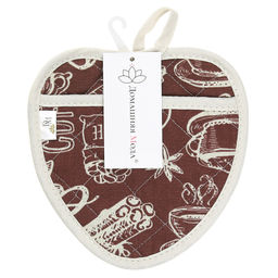 Прихватка с запахом 20х20см Эспрессо, вид 1, форма Клубника, рогожка 171г/м2, хлопок 100%, наполнитель - ватин 280г/м2, на пластмассовом подвесе, Домашняя мода (Россия)