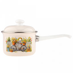 "Романтика" Ковш эмалированная 1,5л, форма цилиндрическая, металлическая крышка (Россия)