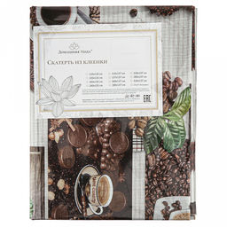 "Galaxy" Скатерть ПВХ "Премиум" "Кофе тайм" 280х137см, длина стола до 240см, на 10 персон, фотопечать, грязеотталкивающее сатиновое покрытие, тканевая основа, s0,25мм, т.м. Домашняя мода (Китай)